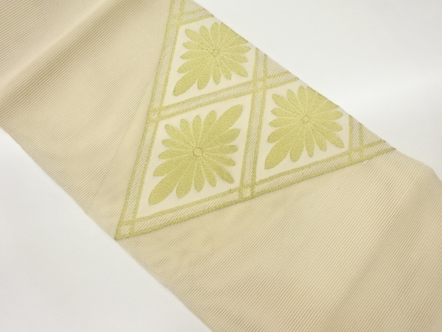 絽菱に変わり菊模様織出し名古屋帯